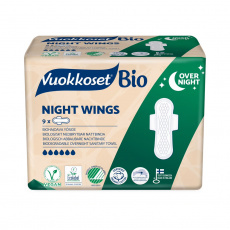 Vuokkoset, 100% BIO, hygienické vložky s křídly na noc